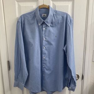 Men's LACOSTE Denim Blue Long Sleeve Button Up Size 42